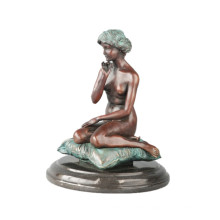 Female Art Collection Bronze Sculpture Girl Carving Brass Statue TPE-686